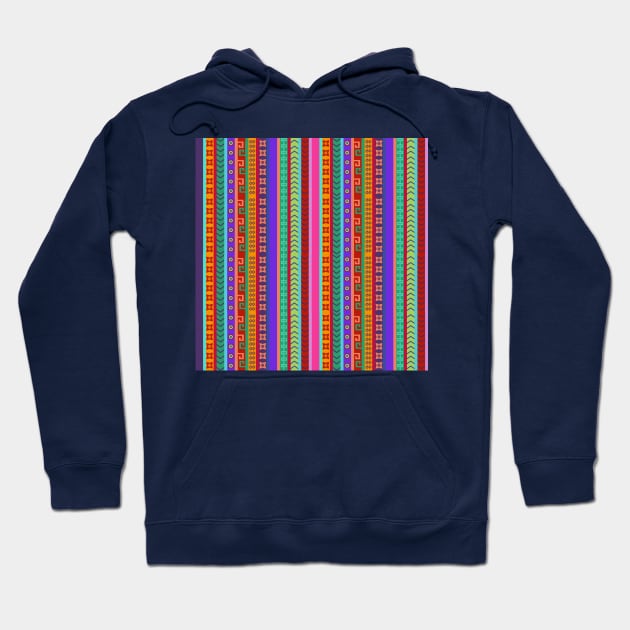 Ethnic Peruvian Motif Striped Pattern Hoodie by oknoki